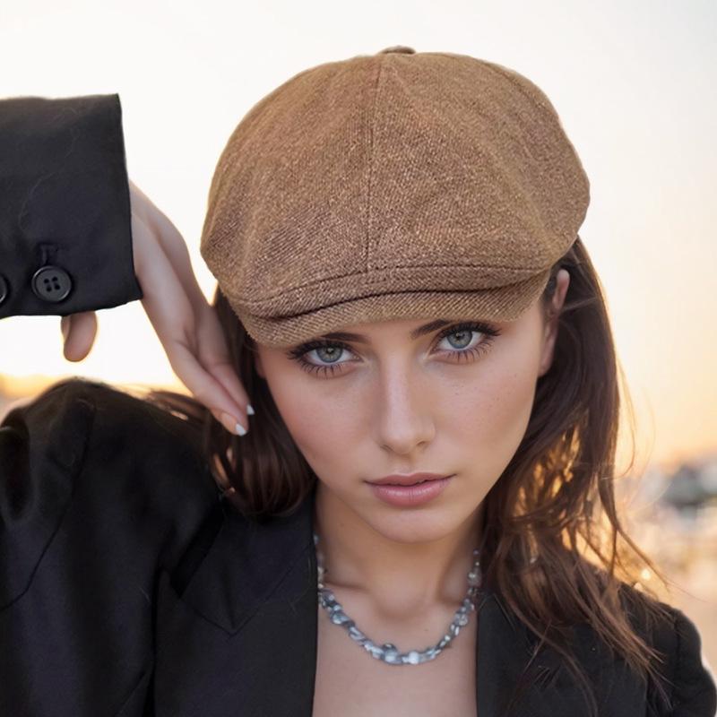 

Retro Fashion Newsboy Cap - Unisex Cotton Linen Beret One Size чёрный