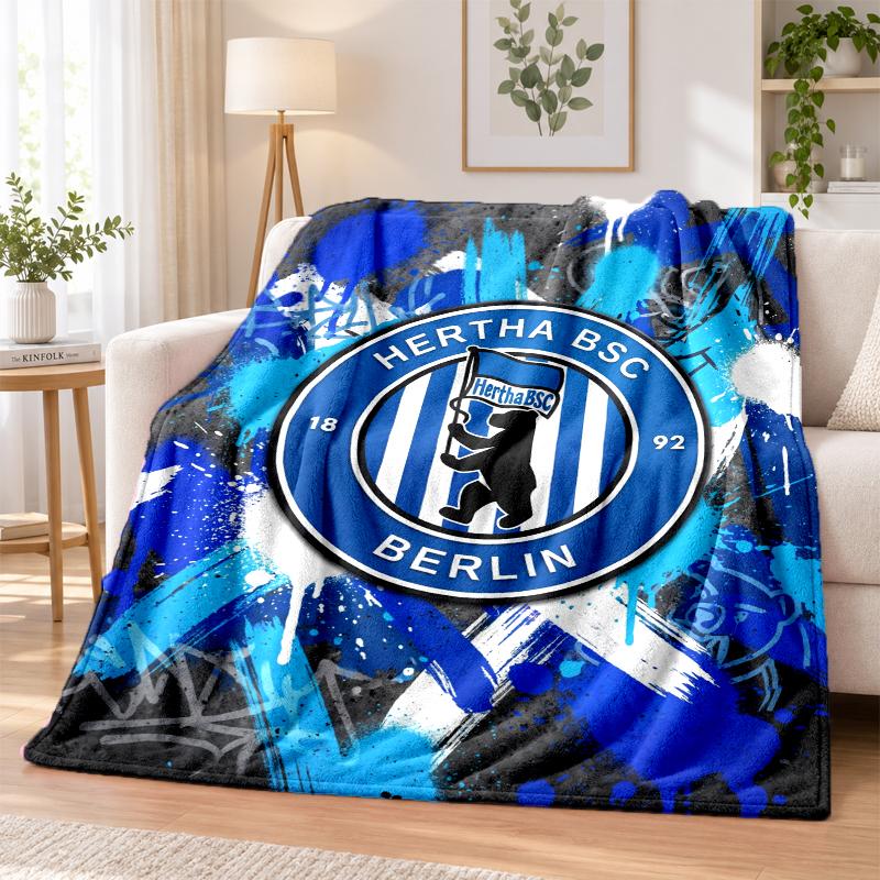 hertha bsc FC Printed Flannel Blanket Warm Comfort Bed Throw For Indoor Home Decoration