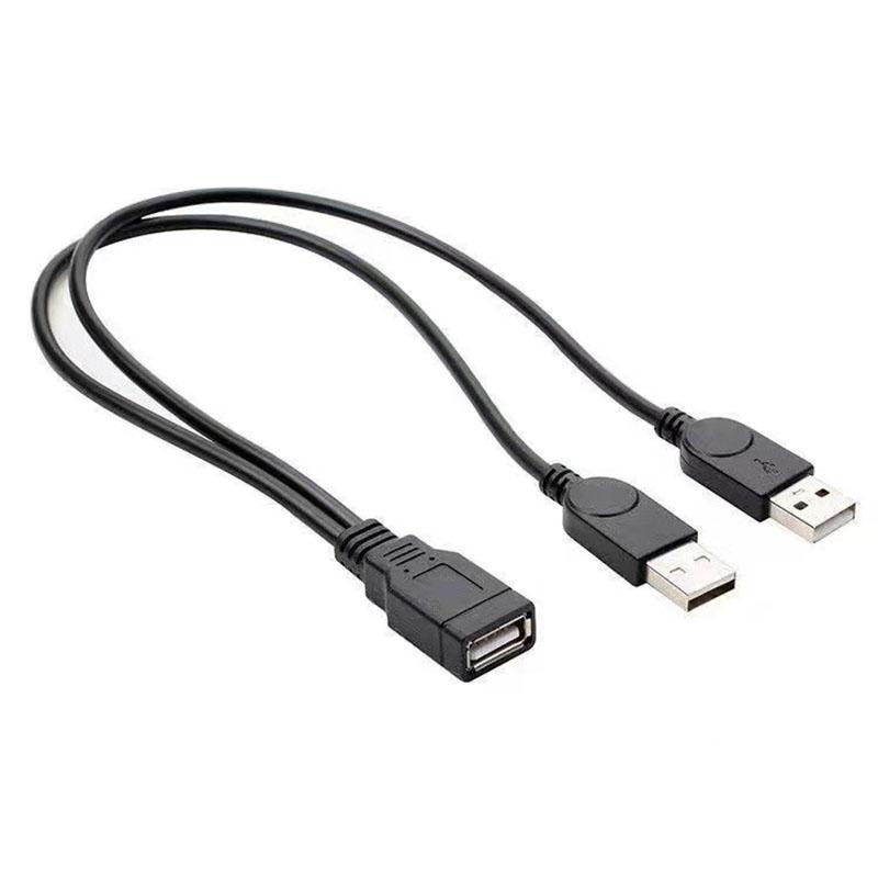 USB Cable Splitter Data Transfer Power Supply Cord 30CM USB2.0 Dual Female to Male Plug Wire Converter Charging Extension Line