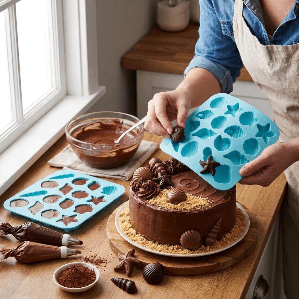 Seestern-Form Silikon-Schokoladenform 16 Fächer Eiswürfelform Kuchen-Dekorationsform Haushalt