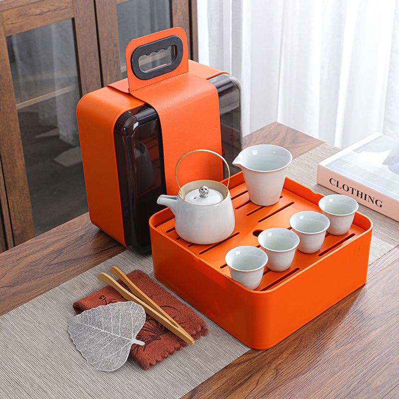 Travel Tea Set, Ge Kiln Ceramic Cooling Pot, Four Cups Portable Storage Box, Cheap Business Gifts