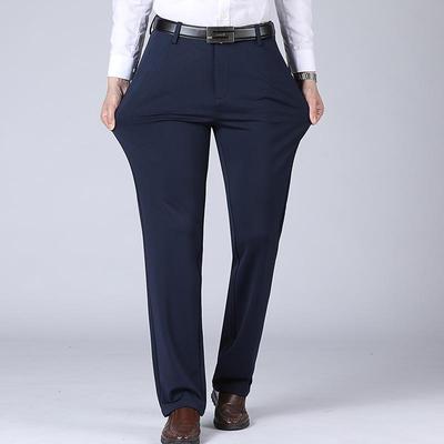 Straight Pants Men Casual Long Pants Comfortable Thin Trousers Solid Color
