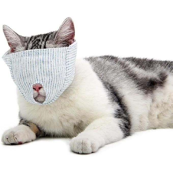 Cat Muzzle, Breathable Mouth Guard Anti Bite Anti Meow Grooming Muzzle for Nail Trimming