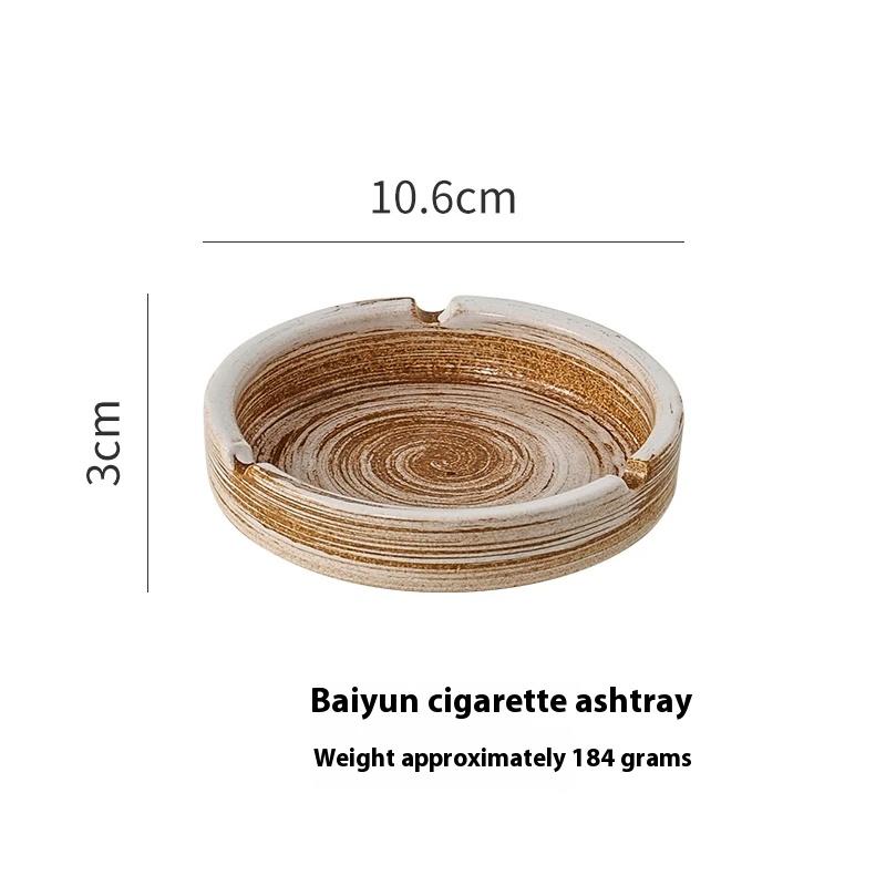 Japanese Retro Round Ashtray Home Living Room Tea Table Ceramic Ashtray Small Ashtray Creative Ornaments Household Items
