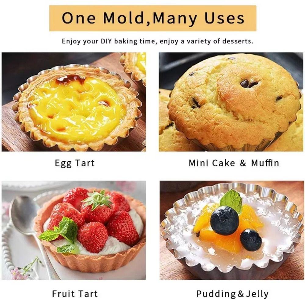 50Pcs Non-Stick Egg Tart Cup Mold Aluminium Zinc Zinc Alloy Kitchen Baking Mold Bakery Accessories
