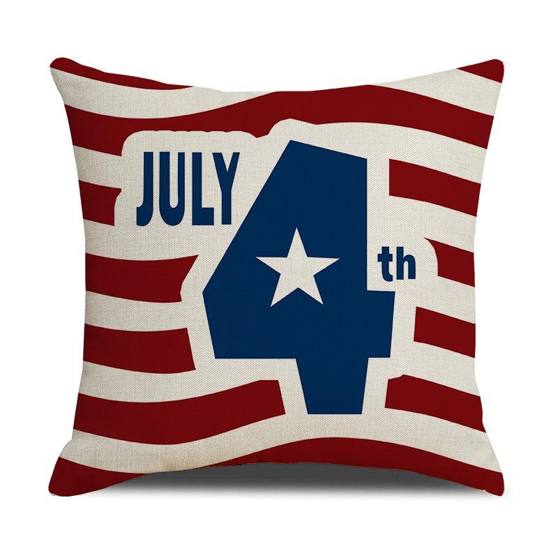 Th of July Printed Home Decor Pillow Cover Bedroom Living Room Sofa Decoration Polyester Cushion Cover with Zipper