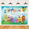 Cartoon Photo Backgrounds Bichi Kids 1st Birthday Party Baby Shower Decoration Rainbow Ant Doll Friends Photo Background