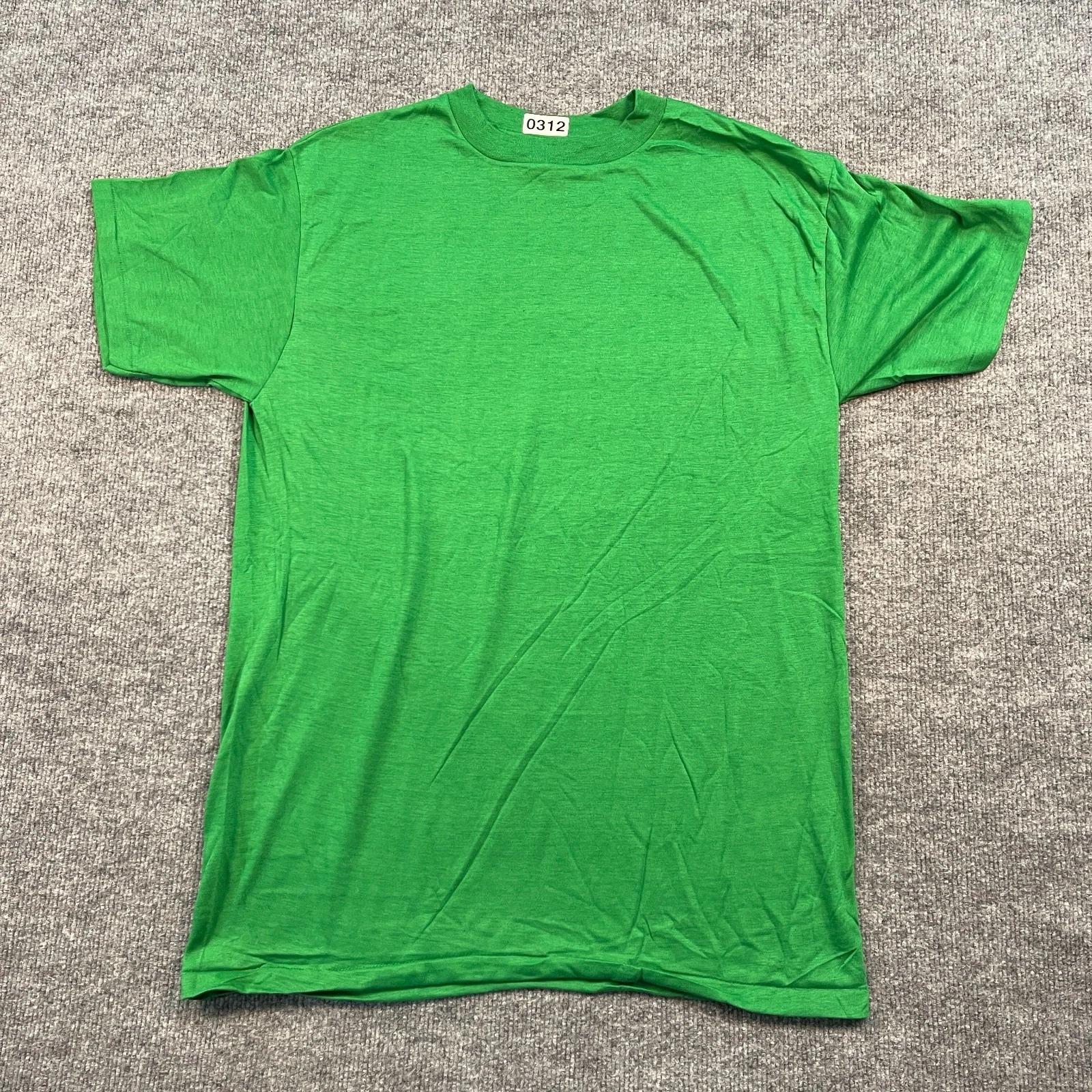 

Vtg 80s New Deadstock Platinum T s Blank Shirt L/XL 21x28 Green Single-Stitch 2XL
