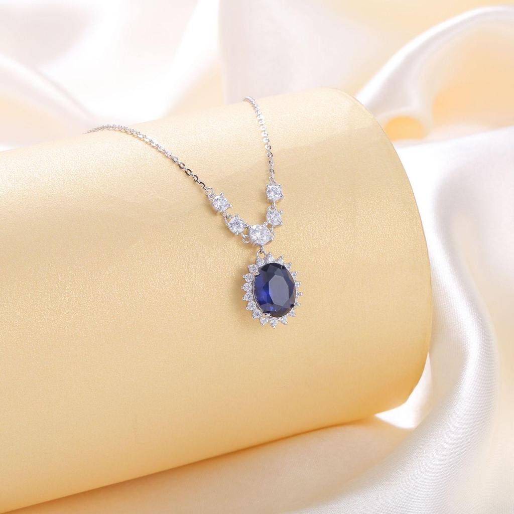 Elegant S925 Sterling Silver Blue Starry Sky Pendant Necklace - High-End Design with a Light Luxury Touch