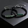 Minimalist Black Agate Beads Bracelet Malachite Natural Stone Adjustable Stainless Steel Chain Bracelets for Men Fashion Jewelry