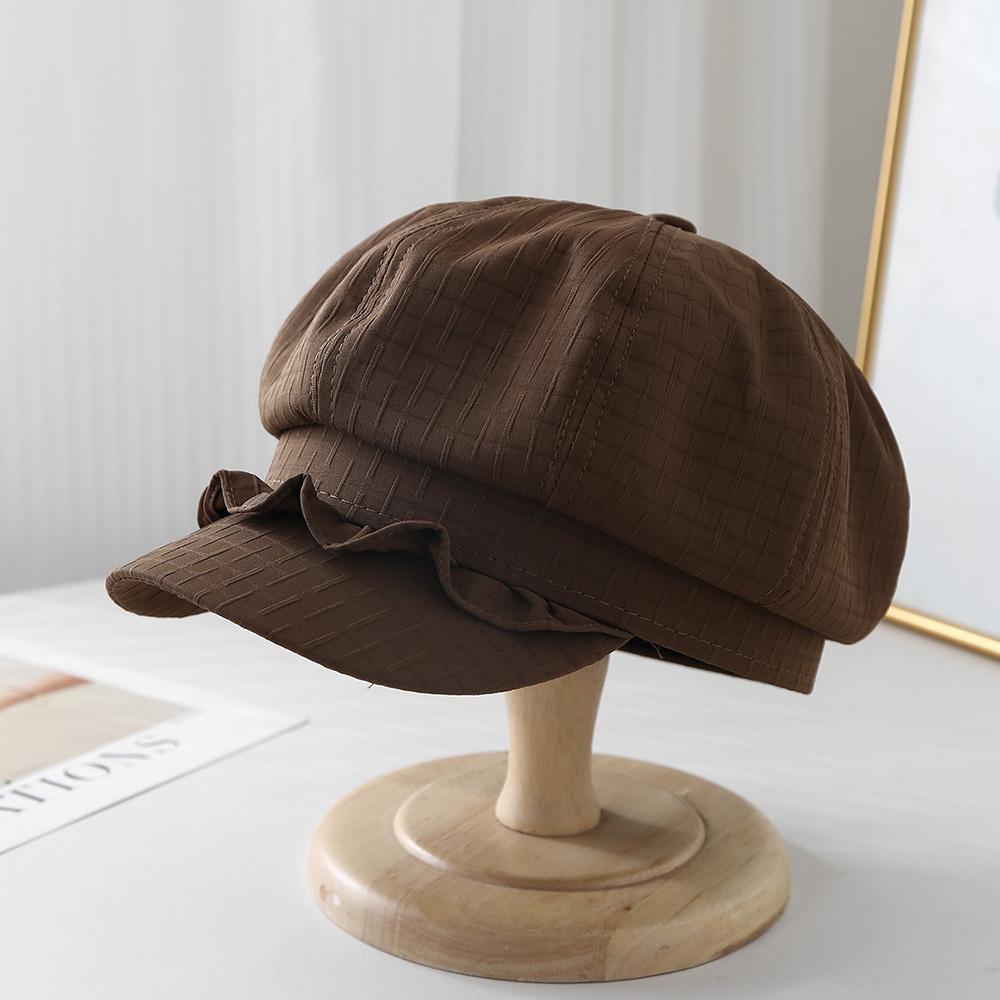 

Octagonal Beret for Women Premium Linen Breathable Cloud Hat Newsboy Painter Style Adjustable Fashion Accessory кавовий