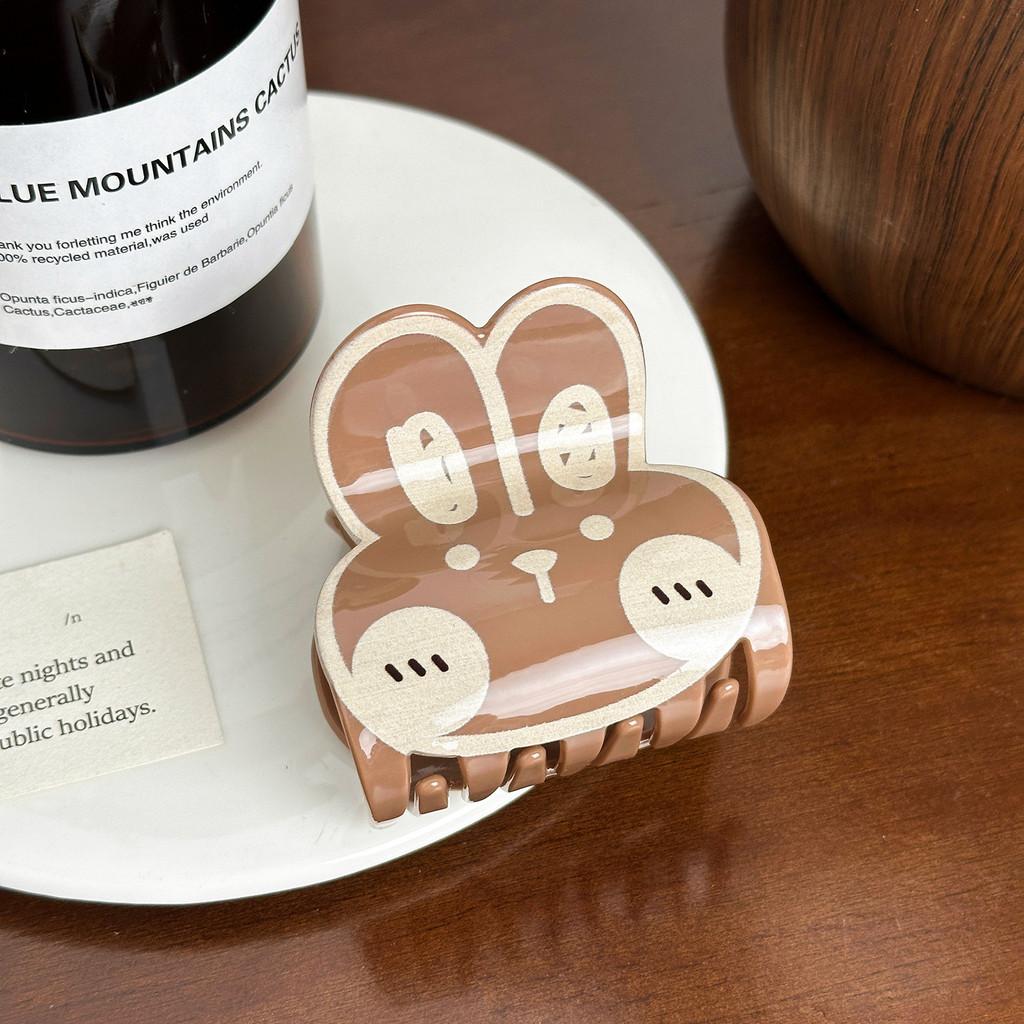 Cute Versatile Bear And Rabbit Acrylic Printed Cartoon Hair Clips For Girls