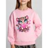 Kids Unisex Crewneck Sweatshirt, Cute Pink Heart Leopard Cub Cartoon Print Long Sleeve Pullover, Soft Kids Sweatshirt For Boys Girls Over 4 Years Old