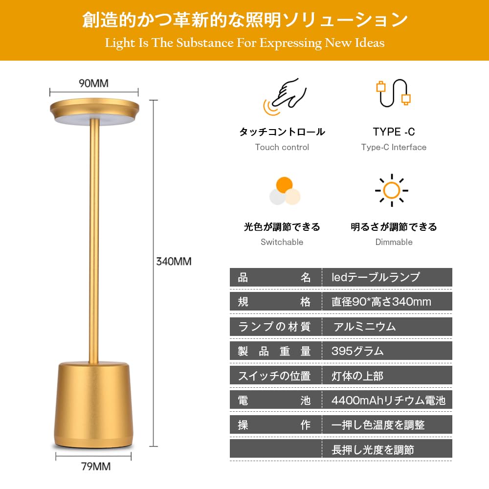 Cerdeco Simple Design Stand Light LED Table Lamp Desk Lighting Stepless Dimming 3 Colors Eye-Friendly Indirect Lighting Bedside Lamp Cordless USB