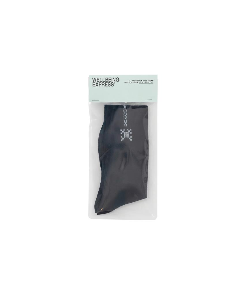 WELLBEING EXPRESS Tattoo Cotton Knee Socks Black