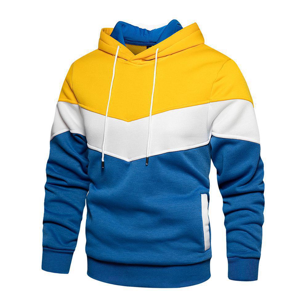 Men's Color Block Hooded Sweatshirt for Autumn/Winter Fashion