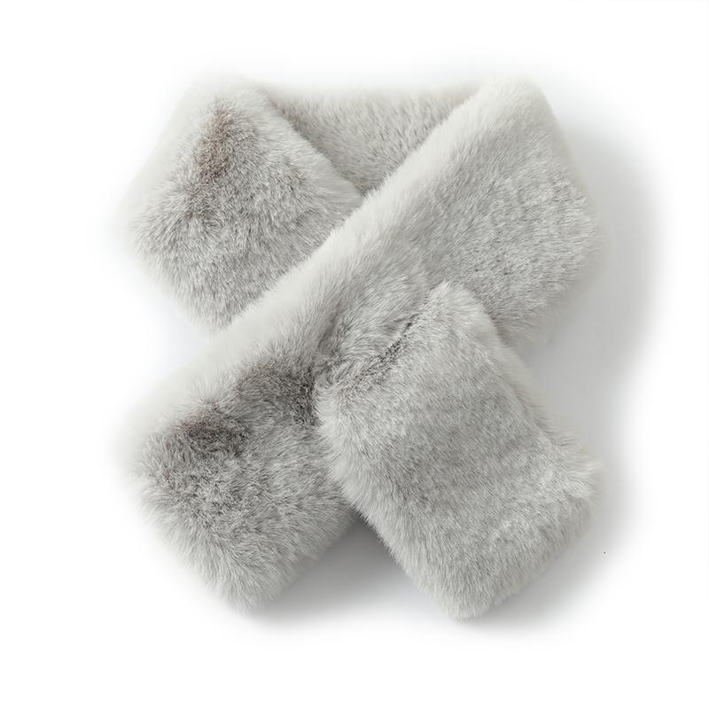 Damen Kleiner Perforierter Kaninchenfellschal Weich Flauschig Warm Nackenwärmer Modeaccessoire für Kaltes Wetter Tierhaarschals