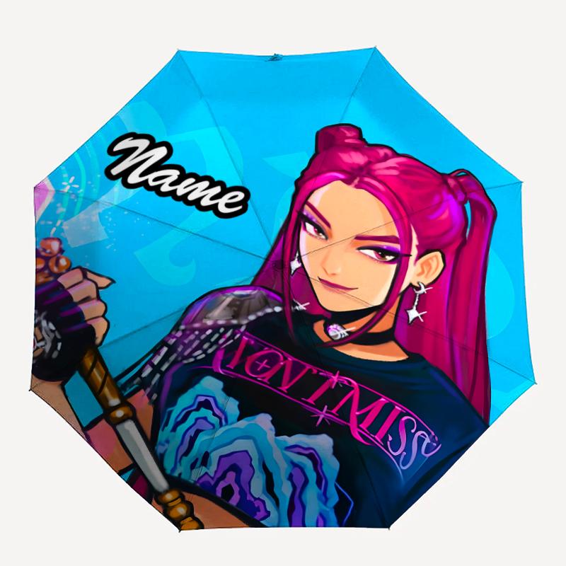 Parapluie Personnalisé Nom K-KPop Chasseurs de Démons Imprimé - Ouverture/Fermeture Automatique, Structure à Huit Côtes Durable, Parapluie Pliant Automatique