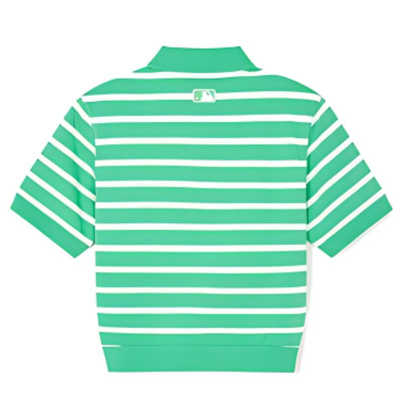 New MLB Polo Shirt Women's Yellow Green 3FPQV0143-07YGS