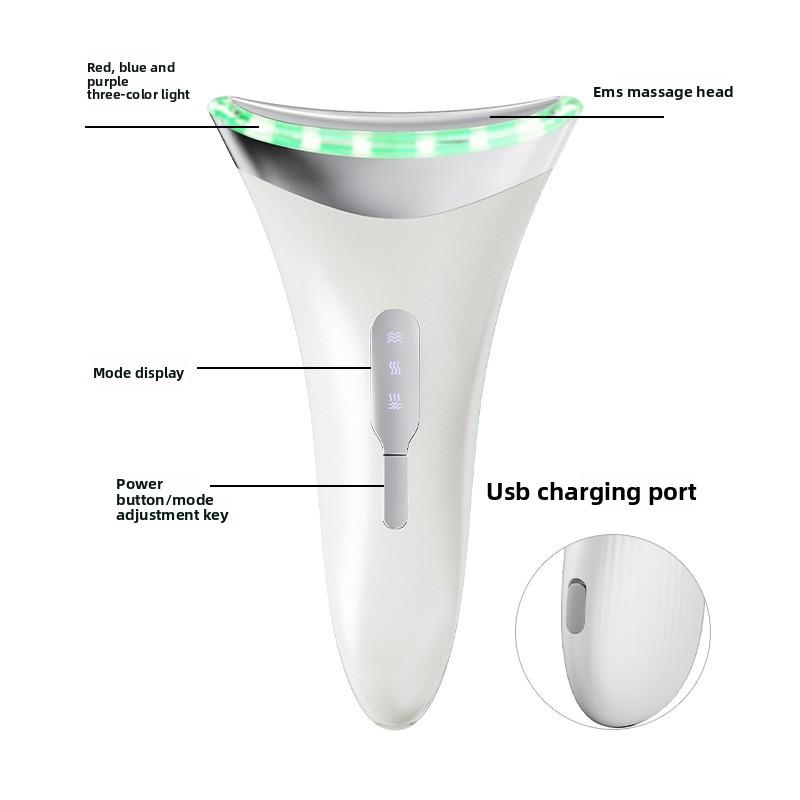 

Новый прибор для красоты шеи Разглаживает морщины на шее Носогубные складки Уход Бьюти-инструмент EMS Микротоковый массажер Омоложение кожи Ионный аппарат белый