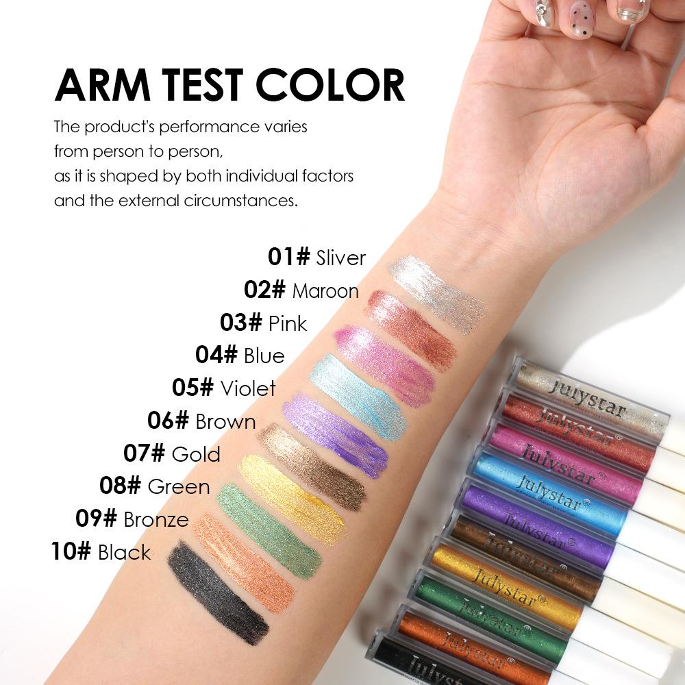 10 Colors Waterproof Liquid Eyeshadow High Shine Long-Lasting Sparkling Eye Shadow Metallic Pink Purple Party Stage Eyes Makeup Hallowmas