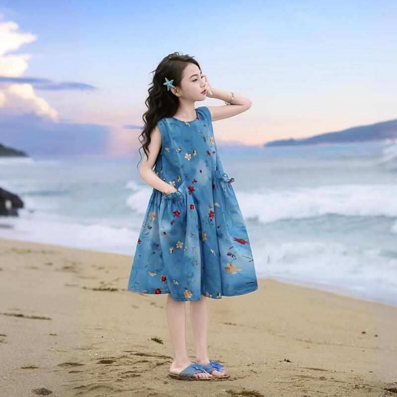 Girls Summer Floral A-line Vest Dress 130