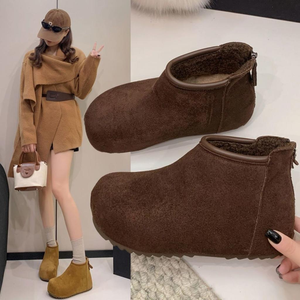 Not tired frosted feet soft sole casual short boots college style daily cotton shoes spring and autumn Korean version
