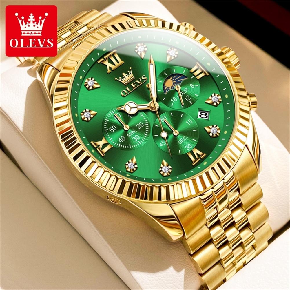 Fashion Quartz Watch Gift Stainless Steel Watchband Round-dial Wristwatch Calendar Luminous Small Second