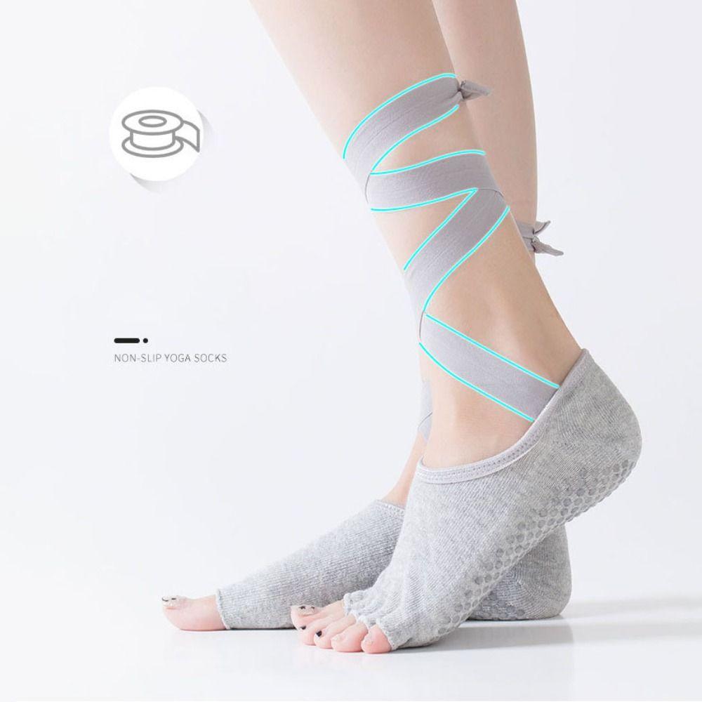 Lace-up Pilates Socks Women Cotton Toe Yoga Socks Dance Socks Five Fingers Socks  Girls