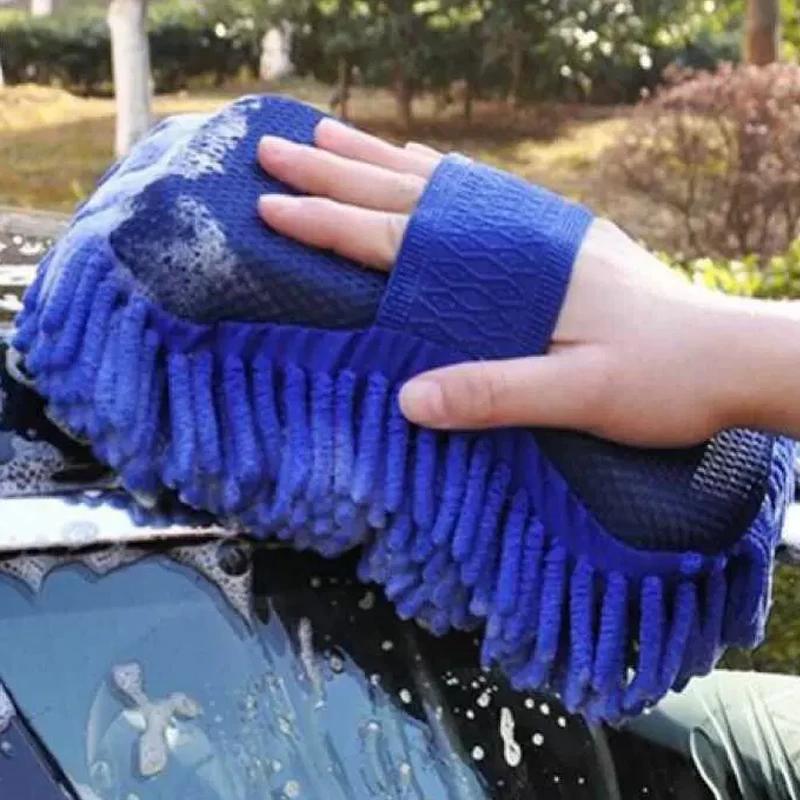 Esponja de microfibra de chenilla para lavado de autos, cepillo para el cuidado del auto, almohadilla para lavar, toalla para lavar, guantes para el auto, accesorios de estilo, gadget