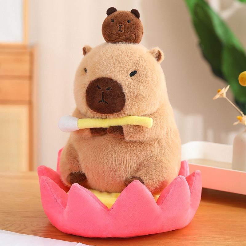 Kapibara Transforms Into a Capybara Doll, Lotus Dolphin Blesses Plush Toy Throw Pillow Creative Doll Girl