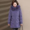 New down jacket mother women's clothing medium and old winter medium and long thickened fox fur collar white duck down jacket