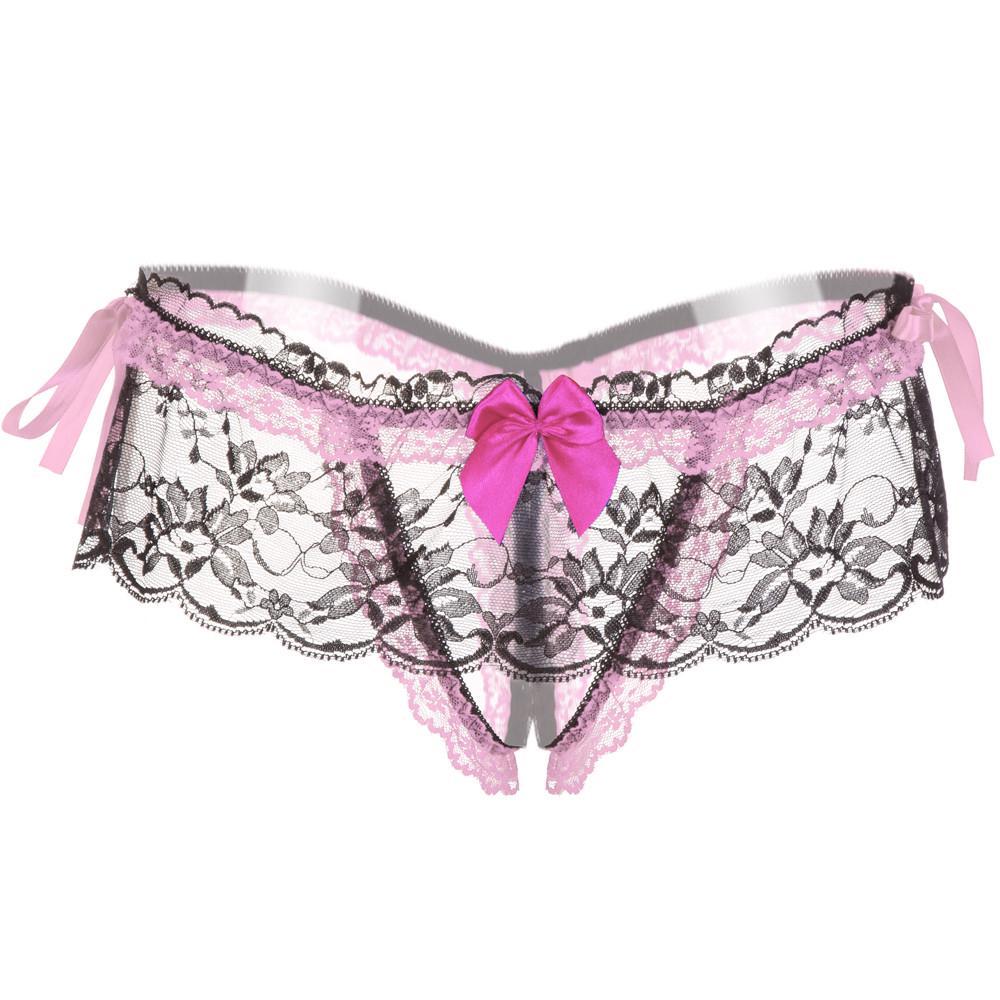 Women's Sexy Lace Panties High-Crotch Transparent Floral Briefs Underwear