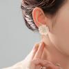 White Camellia Silver Needle Earrings - Elegant High-End Jewelry
