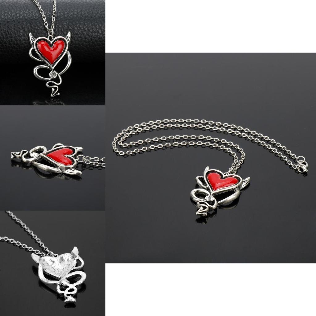 Gothic Heart Pendant Necklace With Snake Chain Alloy Accessory For Men And Women