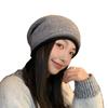 Double rolled Edge Drawstring Pile Hat Women's Warm Headscarf  Cold Hat  Big Head Circumference  Making The Face Look Smaller  Versatile Knitted Hat