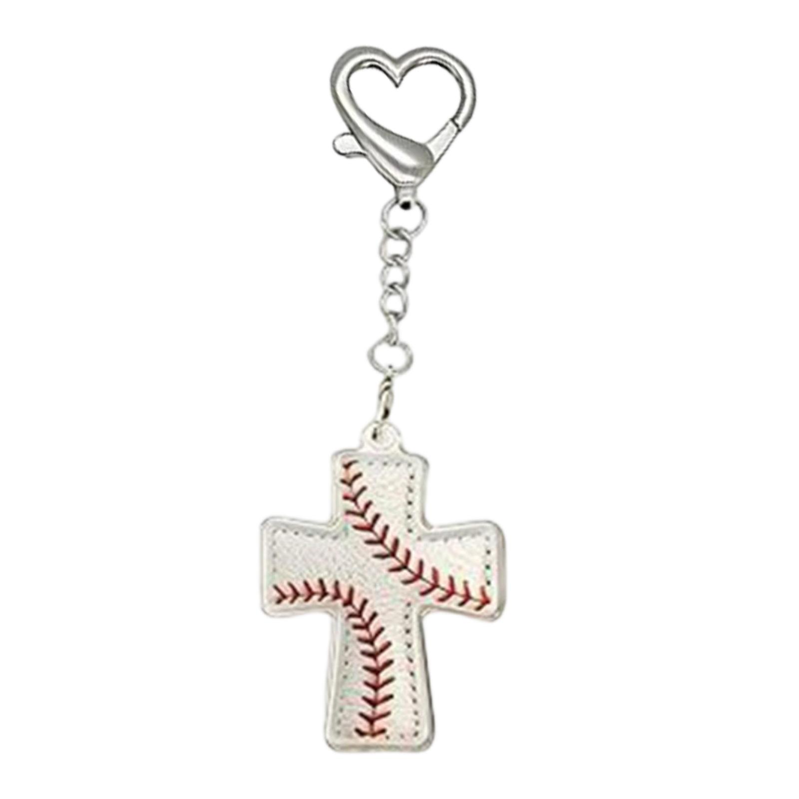 

Fashion Cross Keychain Soccer Pattern Durable Metal Chain with Heart-Shaped Clasp for Keys Accessories One Size
