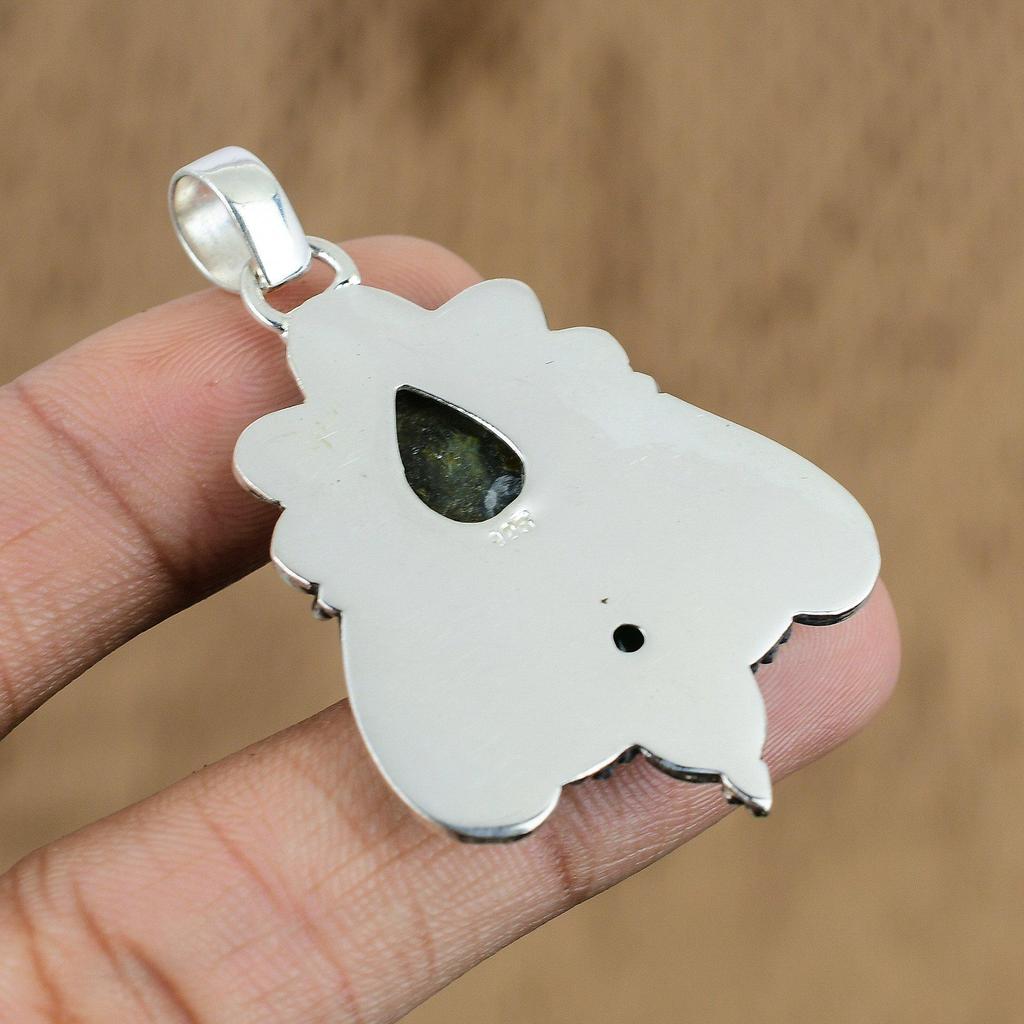 Wedding Gift For Her 925 Sterling Silver Natural Seraphinite Gemstone Pendant