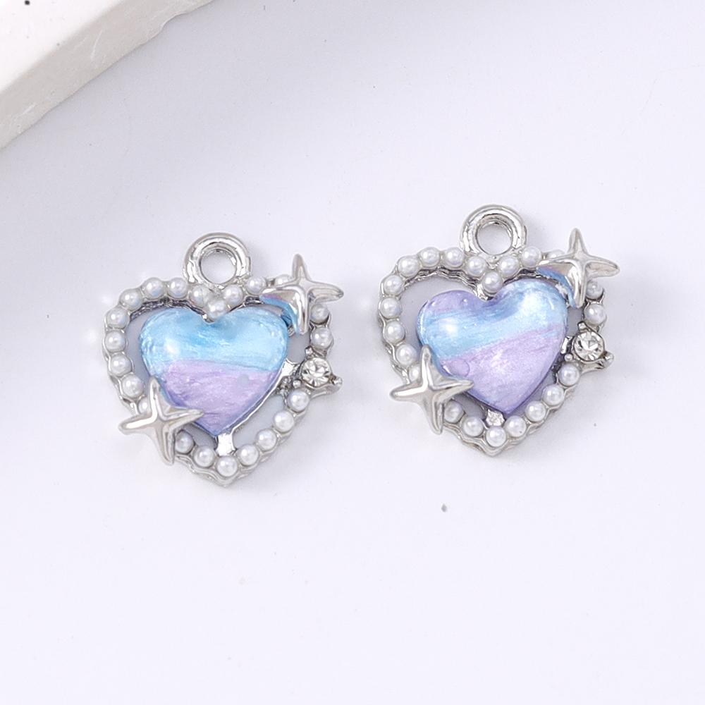 5pcs Exquisite Pearl Gemstone Love Heart Charms Pendants for Jewelry Making Necklace Earrings Bracelet DIY Handmade Accessories