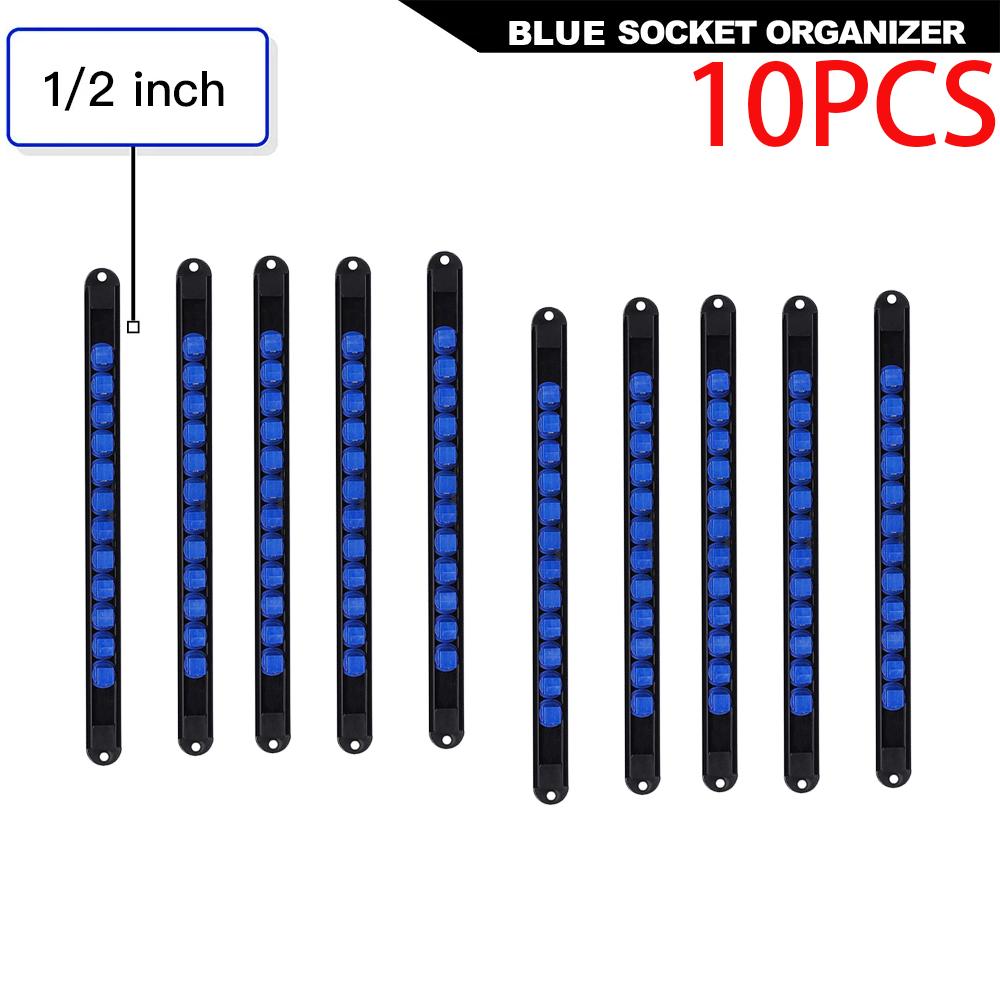 ABS Socket Organizer 360° Swivel 1/4Inch 3/8Inch 1/2Inch Premium Quality Socket Clip Rail Holder socket organizer tools Blue