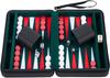 Pochette de jeu Backgammon de voyage 9" Similicuir rouge - fermeture Zip - Interieur feutré: vert/rouge/blanc - 250502