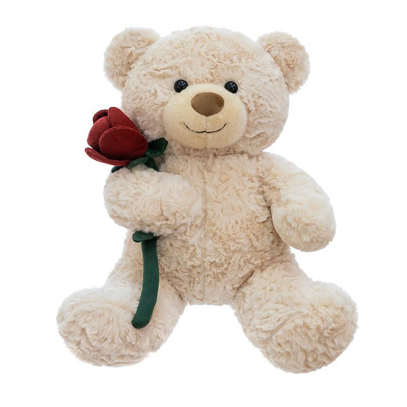 Bear Doll Teddy Plush Toy With Roses Decorate For Birthday Presents And Collect