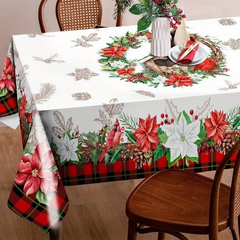 Waterproof Christmas Red Rectangular Tablecloth Premium Decorative Dining Table Cover Holiday Festive Decor