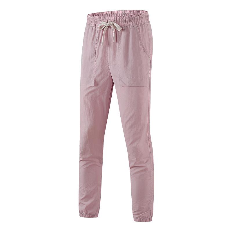Pantalones casuales de exterior elásticos de cintura alta y color sólido con bolsillo