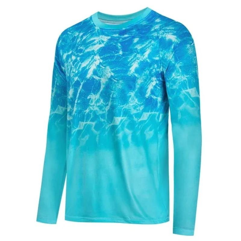 Spring and Autumn Round Neck 3D Printed Top Fishing Clothes Fashionable Casual Long Sleeved Men's T-shirts