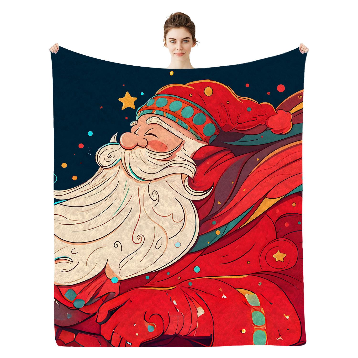

Christmas Series digitalprinted polyester Bedroom velvet flannel soft sofa cover blanket Fleece soft sofa cover blankets 75x100cm