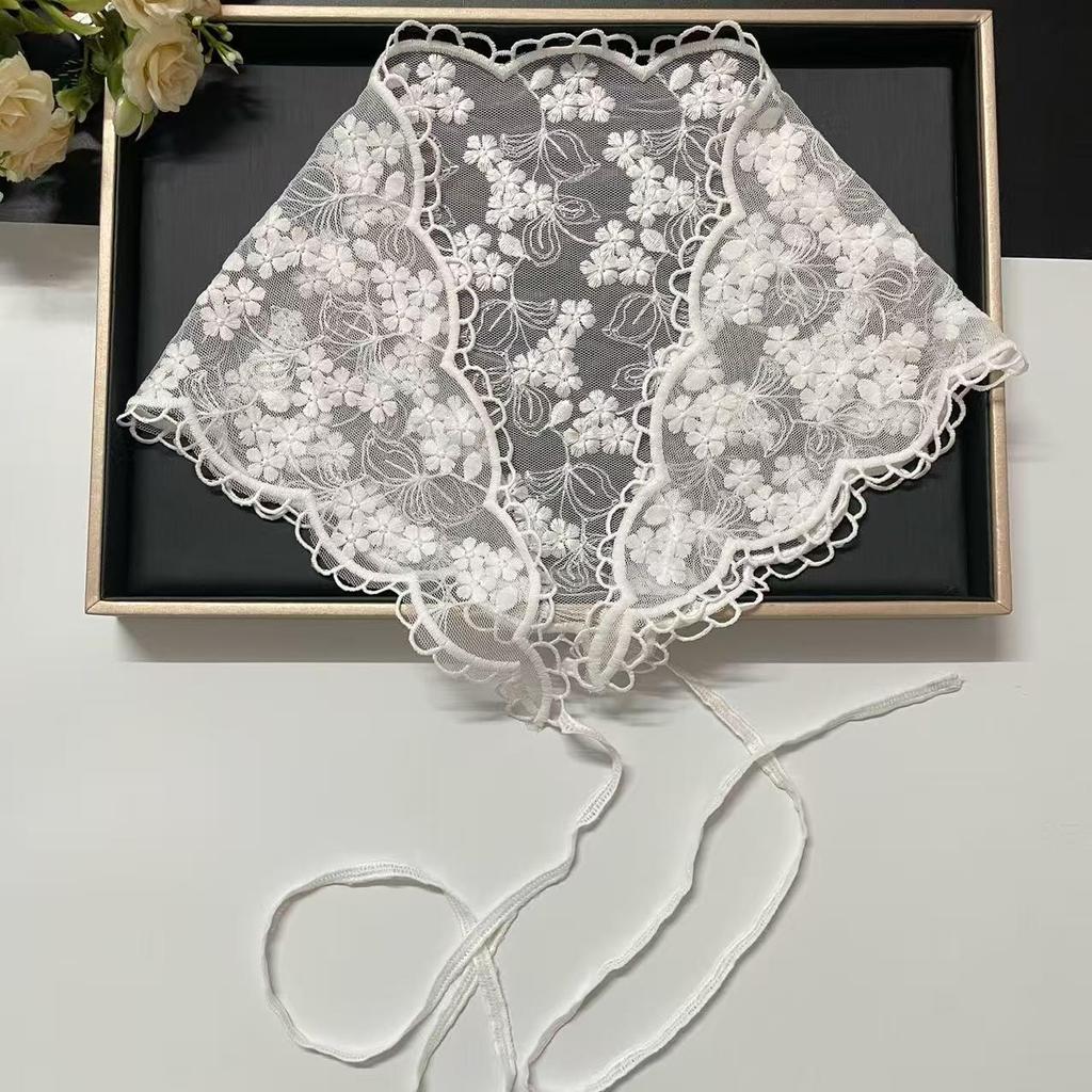 Pastoral French Lace Triangle Headscarf & Waistband Accessory - Women's Retro Sun Protection Silk Scarf