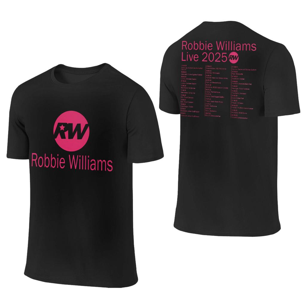 Robbie Williams Live 2025 Tour Concert Apparel Men Women T Shirt Cotton Tee Graphic Printing  T-shirt Clothing