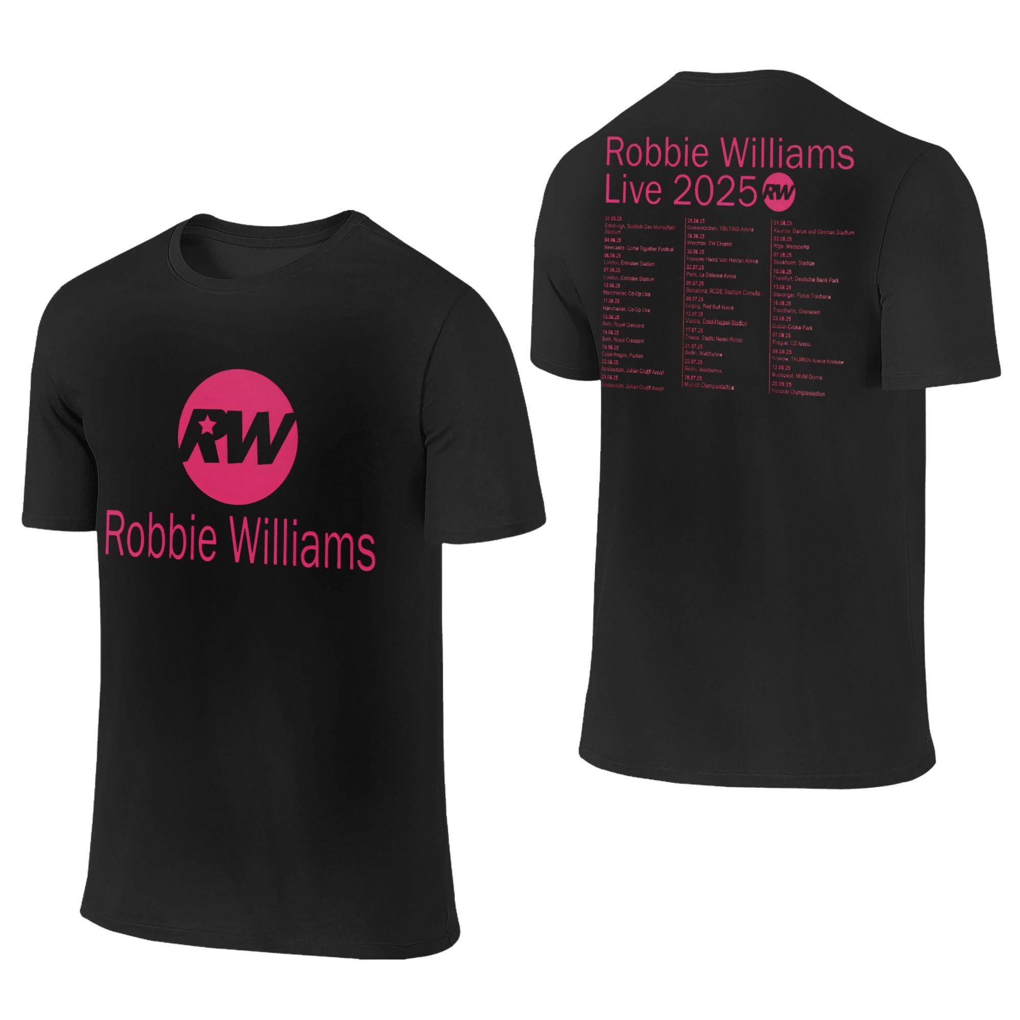 

Robbie Williams Live 2025 Tour Concert Apparel Men Women T Shirt Cotton Tee Graphic Printing T-shirt Clothing L