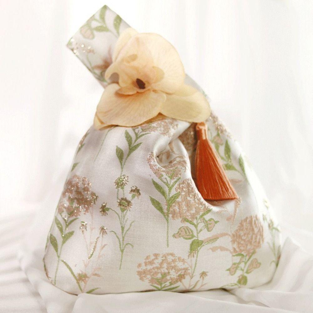 Orchid Flower Tassel Knot Wrist Bag Temperament Small Item Pouch Cosmetic Bag